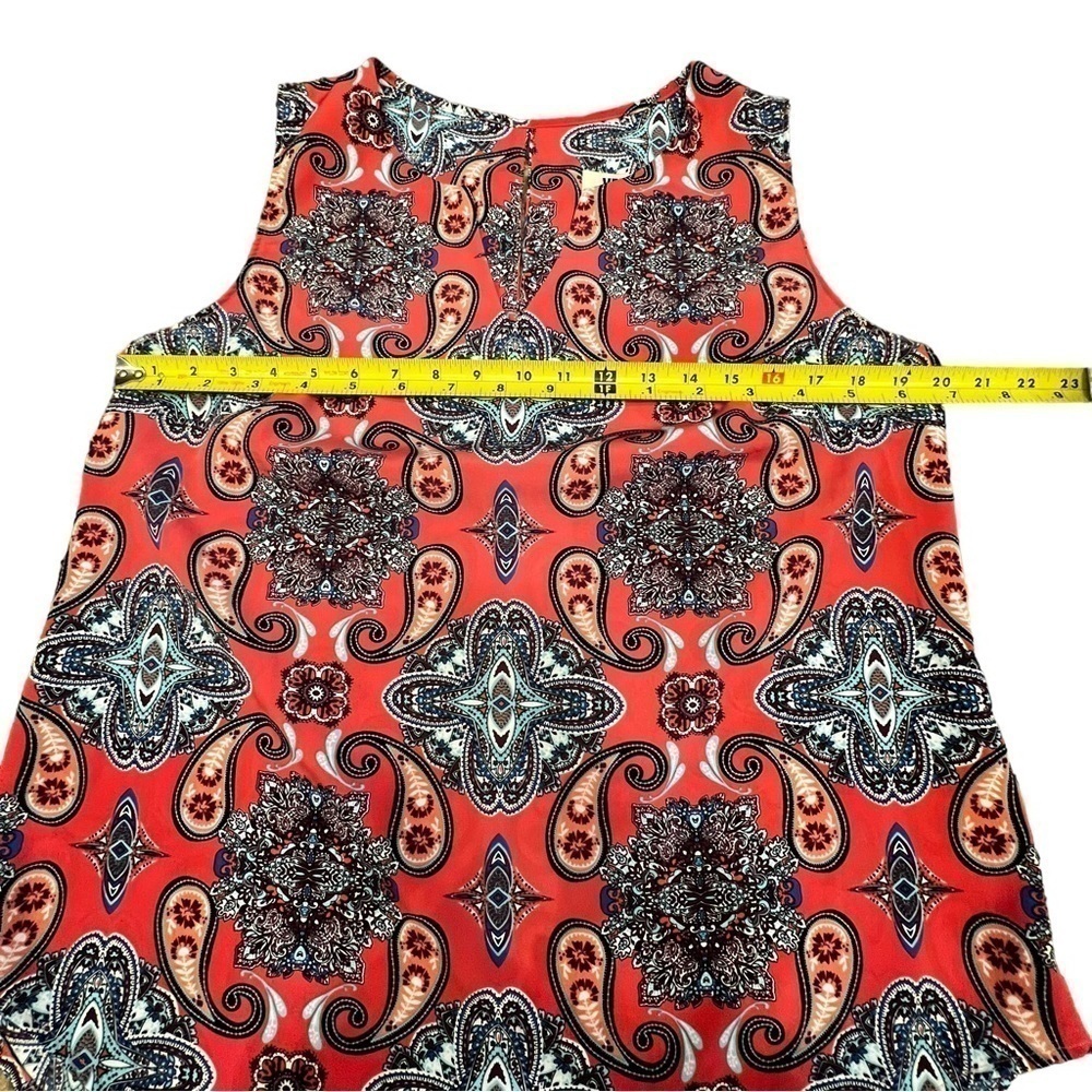 VERSE WOMEN’S Paisley Print Split Neck Sleeveless Blouse, Size Large - Picture 8 of 13